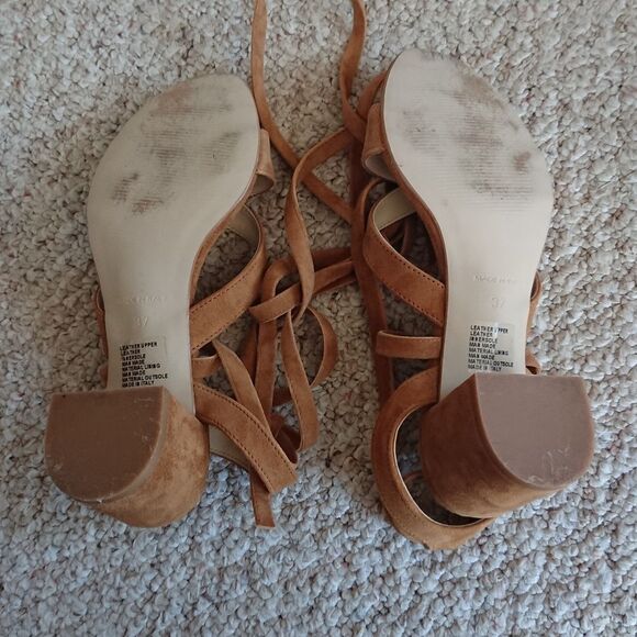 J Peterman brown Sienna Kid Elegant Tan Strappy Sandals size 37 - Picture 12 of 12